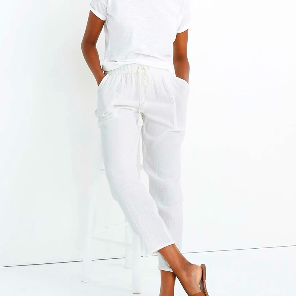 Madewell | White Beach Cover-Up Track Trousers, Crinkle Material, Size 3X - EUC